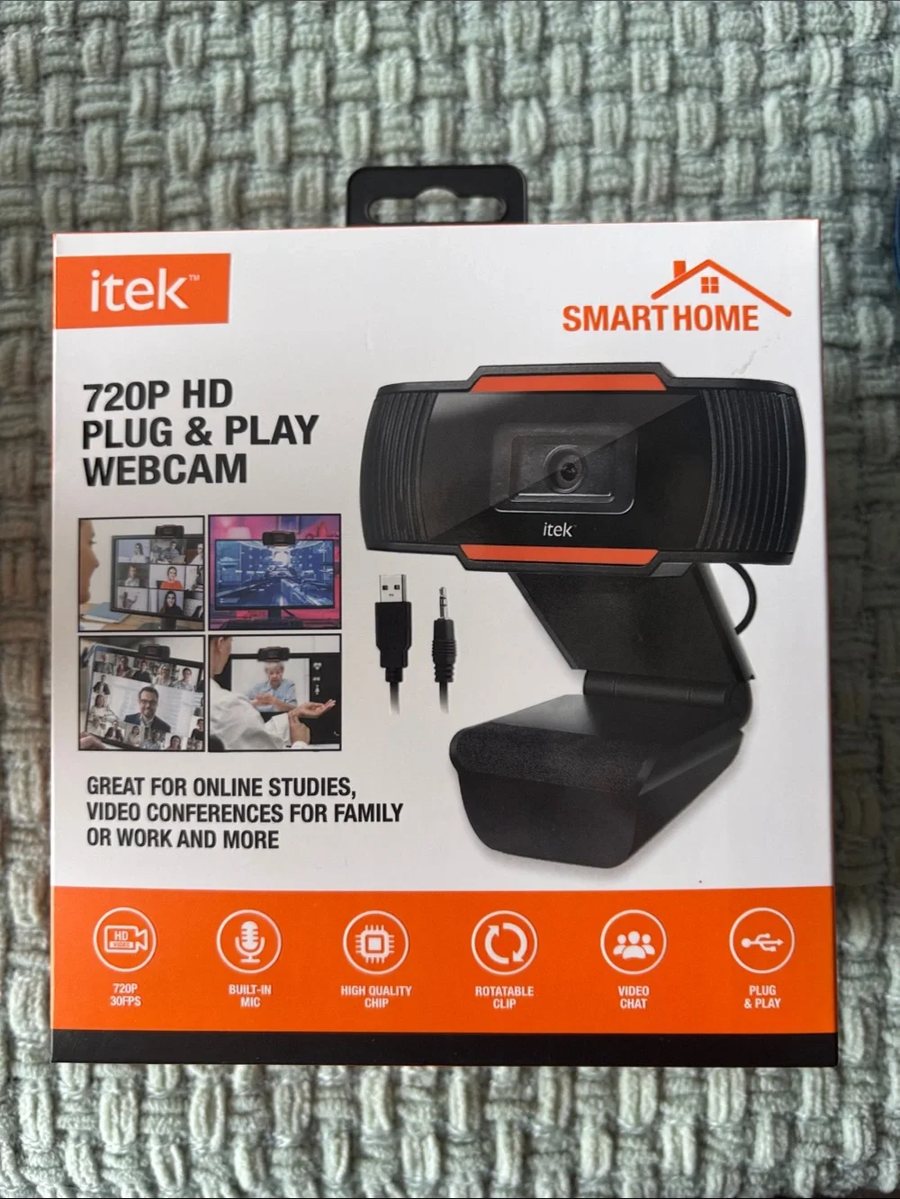 720P HD Plug & Play Webcam - Black